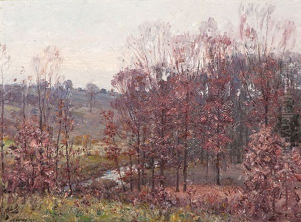 Young Oaks Oil Painting by John Elwood Bundy