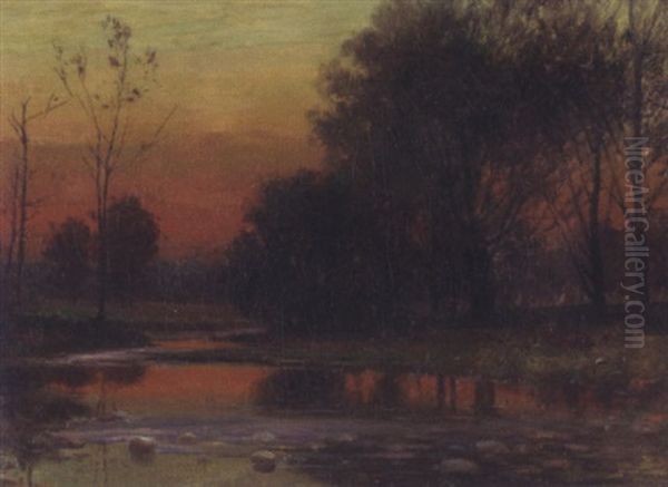 Woodland Sunset Oil Painting by John Elwood Bundy