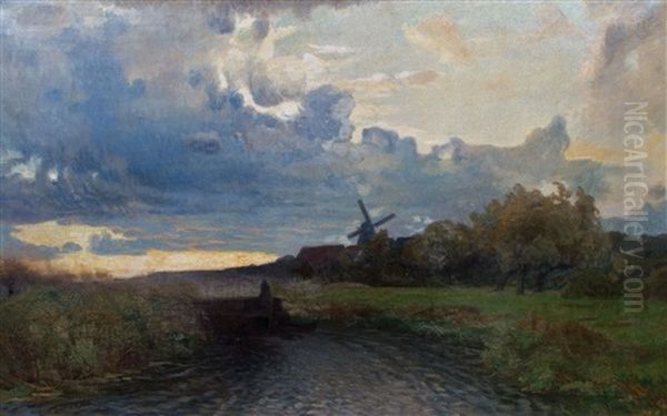 Abendstimmung Auf Dem Lande Oil Painting by Franz Bunke