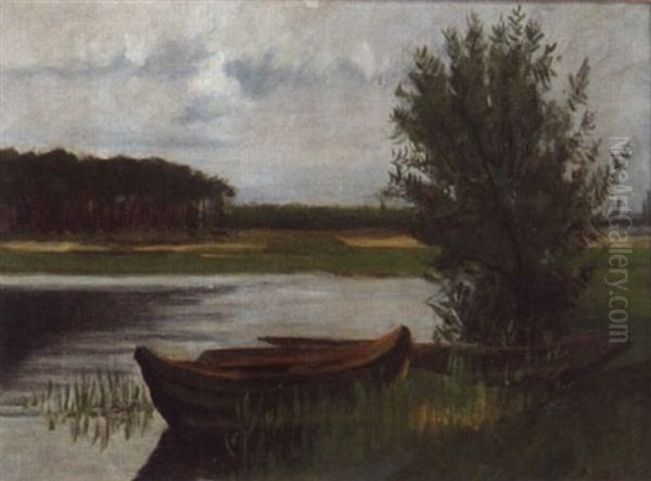 Boote Am Ufer Der Beke Oil Painting by Franz Bunke