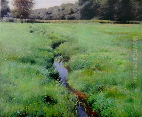 The Brook: Medfield Oil Painting by Dennis Miller Bunker