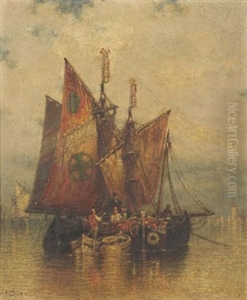 Untitled (venetian Scene) Oil Painting by Andrew Fisher Bunner