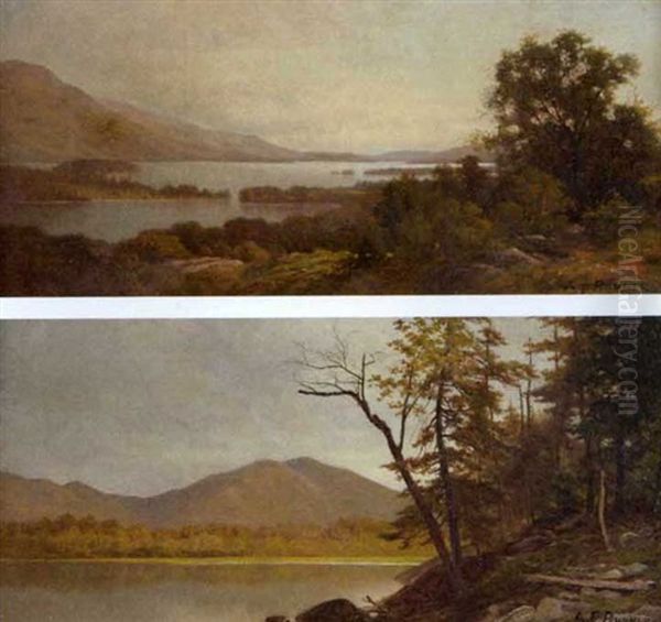 View Of Hudson River Valley (+ Another; Pair) Oil Painting by Andrew Fisher Bunner