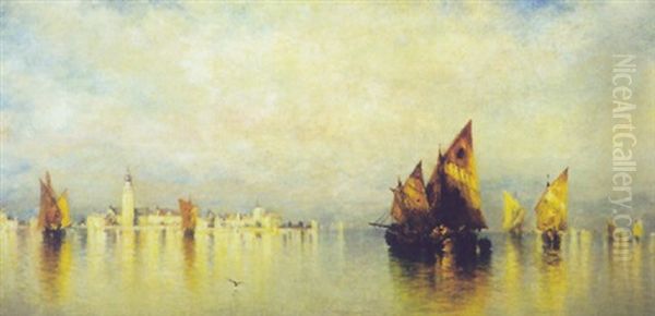 The Venetian Lagoon Oil Painting by Andrew Fisher Bunner