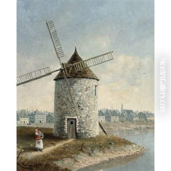 Windmill Point And Montreal Riverfront (from A Sketch Taken In 1806) Oil Painting by Henry Richard Sharland Bunnett