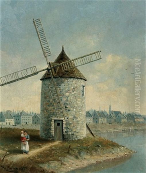 Windmill Point And Montreal River Front Oil Painting by Henry Richard Sharland Bunnett