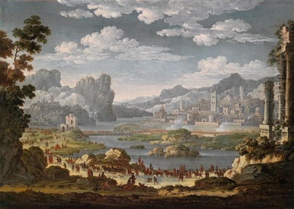 Die Belagerung Einer Stadt Durch Die Truppen Des Francesco D'este, Herzog Von Modena Oil Painting by Jan van Bunnick