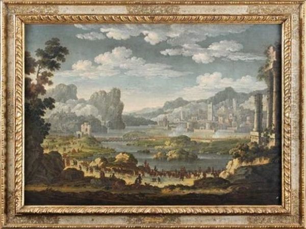 Siege D'une Ville Fortifiee Oil Painting by Jan van Bunnick