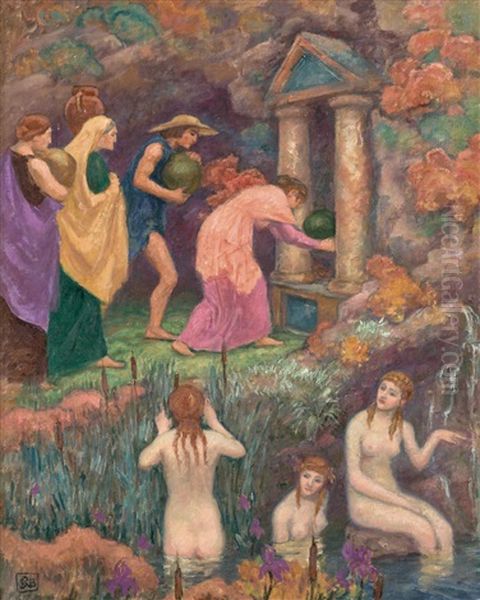 Offrande Aux Nymphes (offering To The Nymphs) Oil Painting by Rupert Bunny