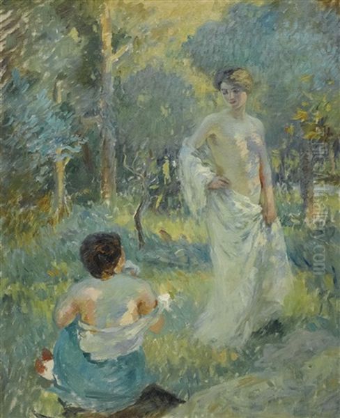 Models In The Garden Oil Painting by Rupert Bunny