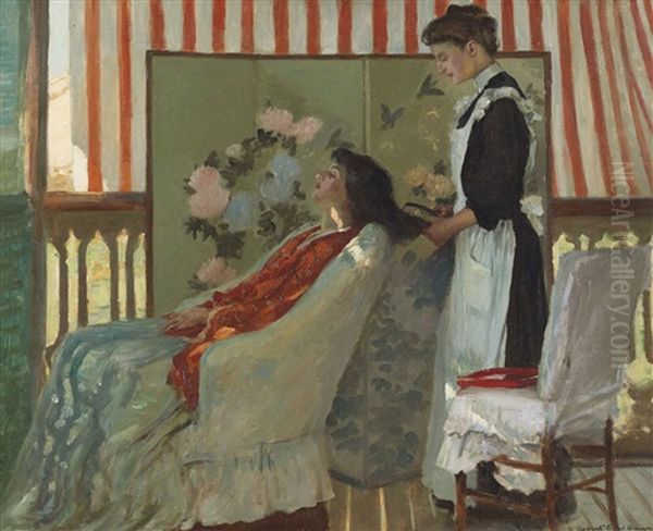 Hair Drying Oil Painting by Rupert Bunny