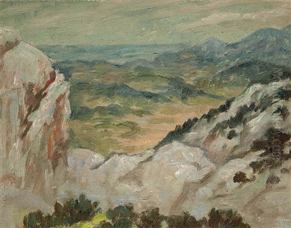 Sketch For 'overlooking The Gorge Ollioules Oil Painting by Rupert Bunny