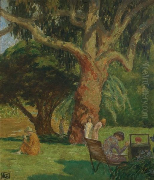 Scene In Botanical Gardens Oil Painting by Rupert Bunny