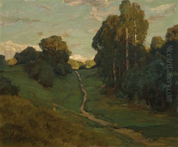 French Landscape With Country Path Oil Painting by Rupert Bunny