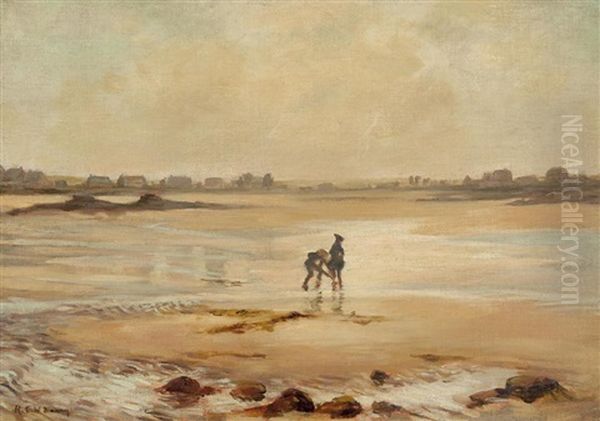 Low Tide Etaples Oil Painting by Rupert Bunny