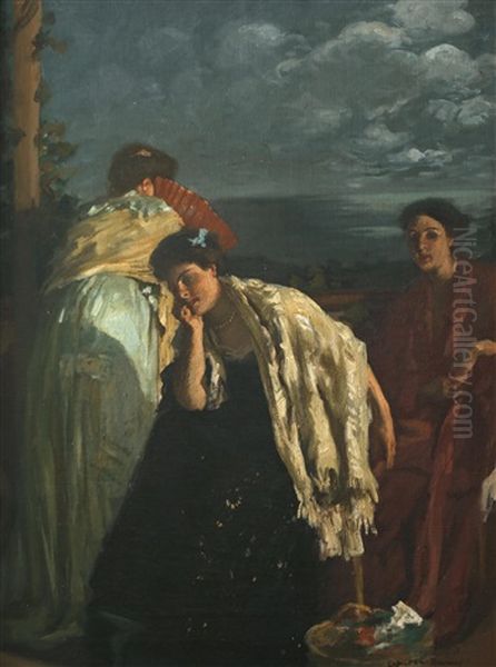 Idle Hours (au Balcon) Oil Painting by Rupert Bunny