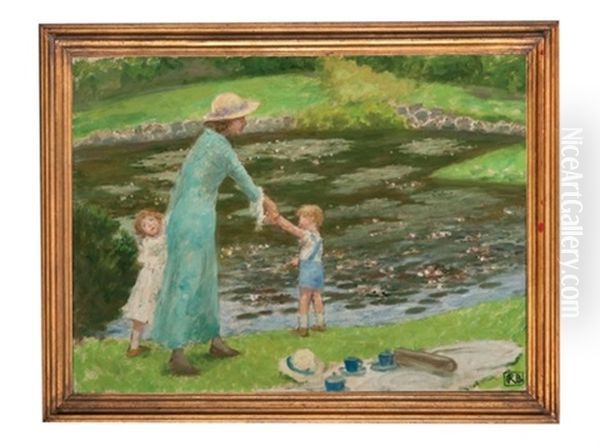 The Lily Pond (from The Royal Botanic Gardens Melbourne Series) Oil Painting by Rupert Bunny