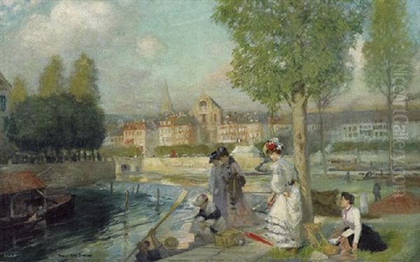 A Provincinal Town In France Oil Painting by Rupert Bunny