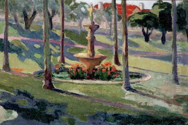 Park With Fountain Oil Painting by Rupert Bunny