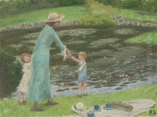 The Lily Pond (from Royal Botanic Gardens, Melbourne) Oil Painting by Rupert Bunny