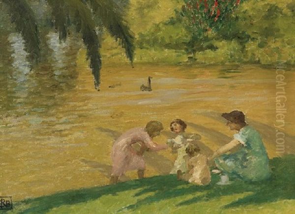 Scene In Botanical Gardens Oil Painting by Rupert Bunny