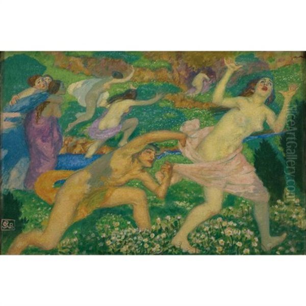 Apollo And Daphne Oil Painting by Rupert Bunny