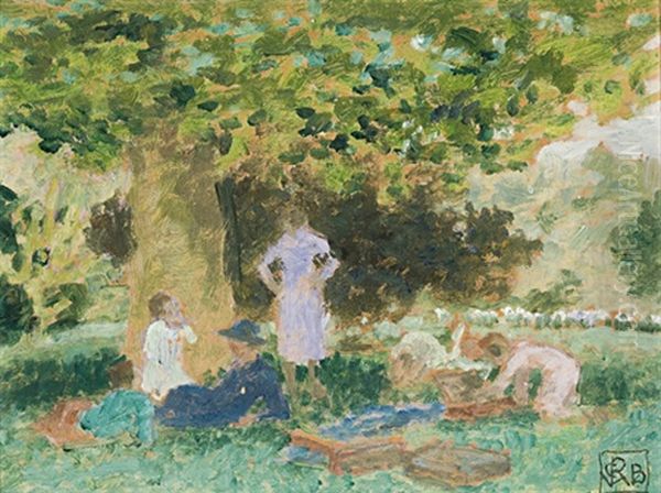 In The Gardens (from The Royal Botanic Gardens, Melbourne Series) Oil Painting by Rupert Bunny