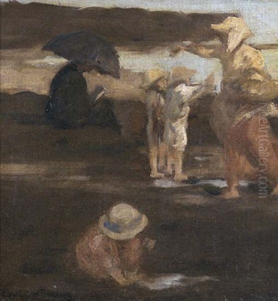 On The Beach Oil Painting by Rupert Bunny