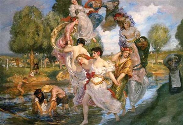 The Hours (aka Rite Of Spring And Fete Champetre) Oil Painting by Rupert Bunny