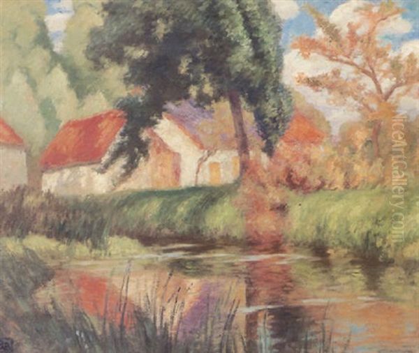 River At Suevres Oil Painting by Rupert Bunny