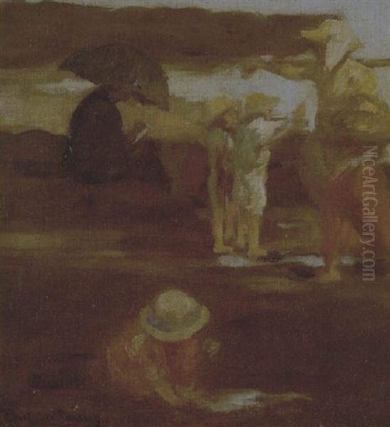 On The Beach Oil Painting by Rupert Bunny