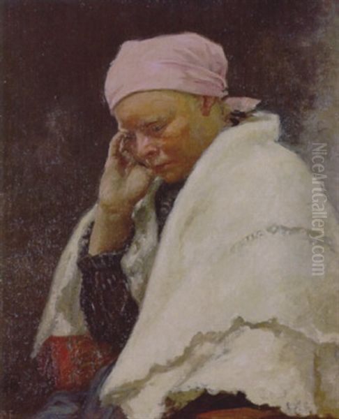 Lady With Shawl Oil Painting by Rupert Bunny