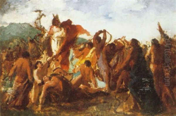 The Battle With Triton From Jason And The Argunauts Oil Painting by Rupert Bunny