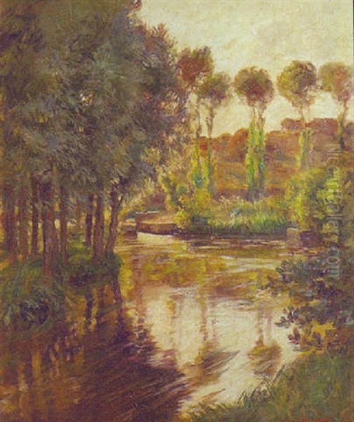 A Tranquil River Oil Painting by Rupert Bunny