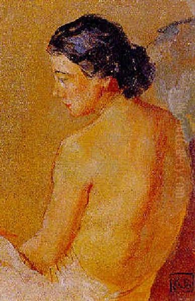 Nude In Profile Oil Painting by Rupert Bunny