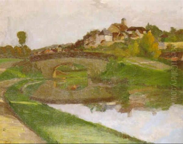 A French River Landscape Oil Painting by Rupert Bunny