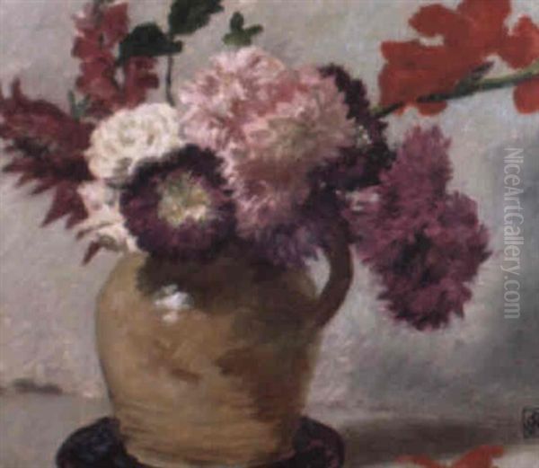 Still Life Of Mixed Blooms Oil Painting by Rupert Bunny