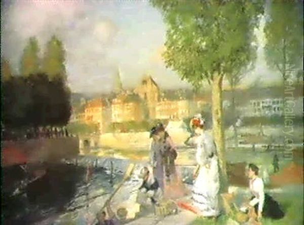 Ville De Province, Circa 1904 Oil Painting by Rupert Bunny