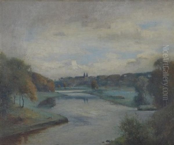 Distant View Of Aberdeen Oil Painting by Thomas Bunting