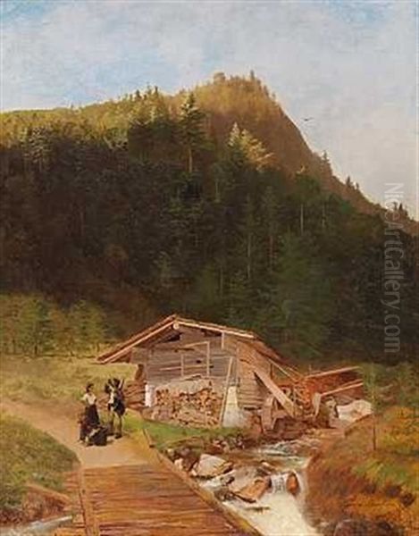 Parti Fra Brauenburg Ved Inntal I Tysk Tyrol Oil Painting by Heinrich Buntzen