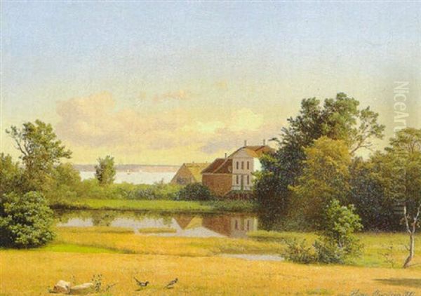 Dansk Landskab Oil Painting by Heinrich Buntzen