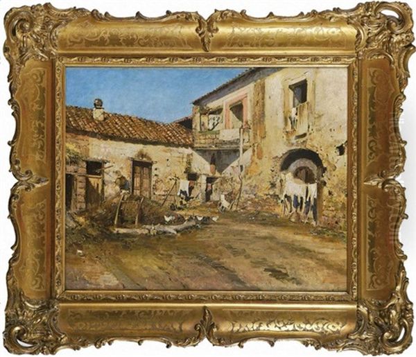 Innenhof Eines Bauerngehofts Oil Painting by Eugenio Buono