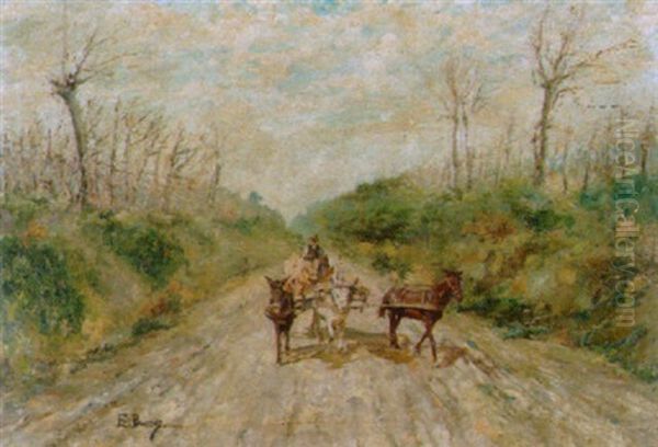 Fuhrwerk Auf Einem Landweg Oil Painting by Eugenio Buono