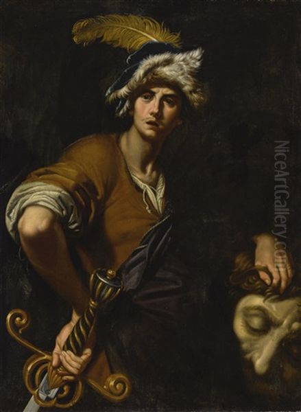 David With The Head Of Goliath Oil Painting by Girolamo Buratti