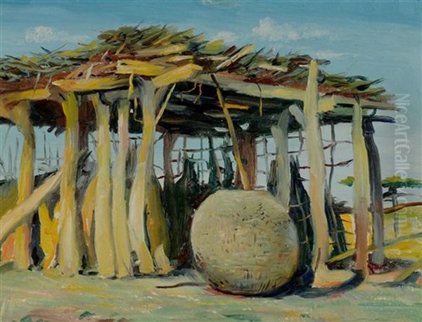 Pima Indian Home In Ruins, Sacaton, Arizona Oil Painting by Elbridge Ayer Burbank