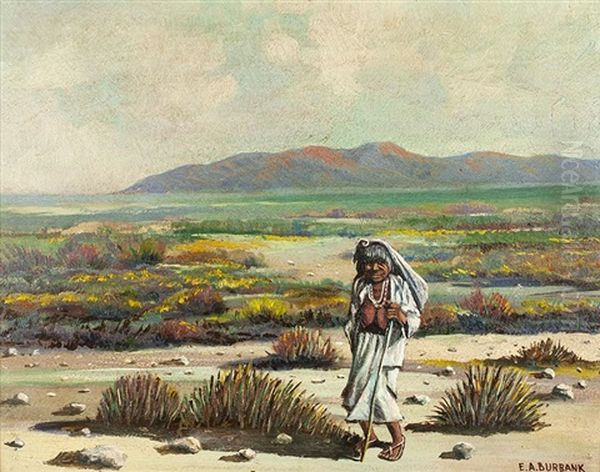 Native American Woman In The Arizona Territory Oil Painting by Elbridge Ayer Burbank