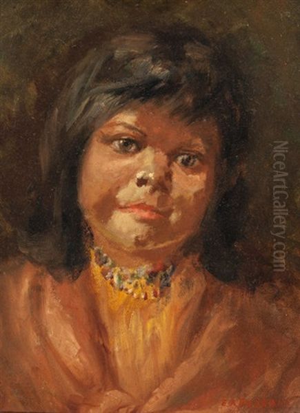 Portrait Of An Indian Girl Oil Painting by Elbridge Ayer Burbank