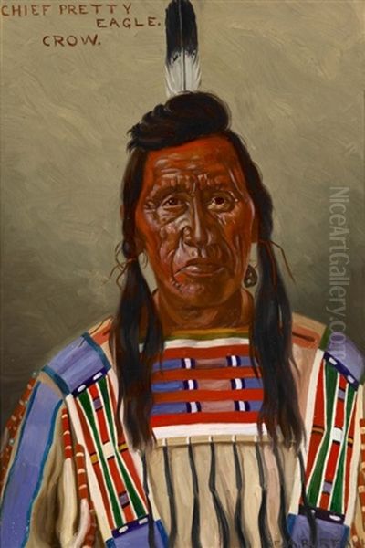 Chief Pretty Eagle, Crow Oil Painting by Elbridge Ayer Burbank