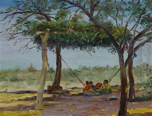 Pima Indians At Sacaton, Arizona Oil Painting by Elbridge Ayer Burbank