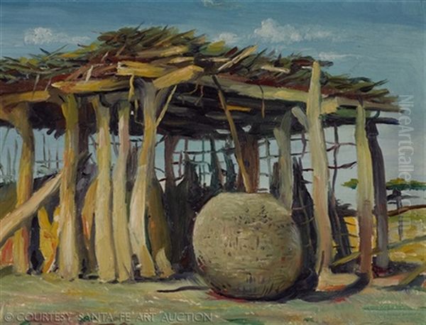 Pima Indian Home In Ruins Sacaton, Arizona Oil Painting by Elbridge Ayer Burbank